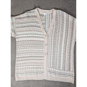 J Jill Pure Jill Lrg Longline Button Up Knit Cardigan Cottagecore Neutrals Cozy